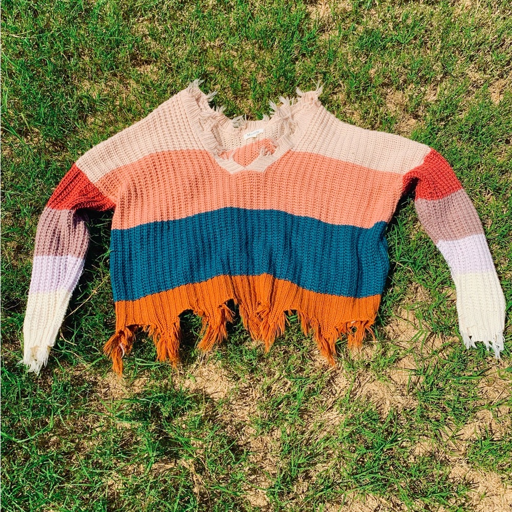 Miracle Pink and Cream Knit Sweater